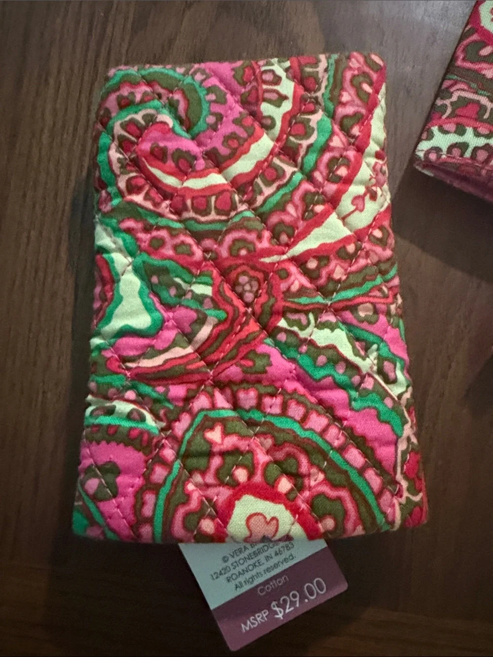 Vera Bradley Pink and Green Paisley Quilted Glasses Case Set